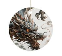2025 Ornamenti natalizi annuali in ceramica a forma di drago eleganti decorativi natalizi da appendere ornamenti artistici decorazioni per albero di Natale corona festa festa di nozze regalo ricordo