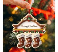 2025 Ornamenti natalizi in legno personalizzabili per 2-8 nomi,Ornamenti da appendere alle calze con i nomi dei membri della famiglia,Regali perfetti per familiari e amici（3 Nome）