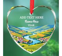 2025 Ornamento di vetro di Natale del paesaggio della valle del Douro, ornamento di Natale personalizzato del monumento di riferimento della Spagna, ornamento di Natale del Douro Valley, testo