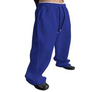 2025, pantaloni casual da uomo, vestibilità larga, gamba dritta, coulisse in vita, pantaloni comodi con tasche per l'uso quotidiano e lo sport, Blu, S