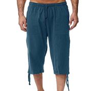 2025 Pantaloni della tuta da uomo primavera ed estate pantaloni da jogging pantaloni larghi casual da spiaggia pantaloni capri piccoli, Blu, XXL