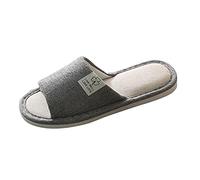 2025 Pantofole da uomo estive con punta aperta pantolette con plantare largo, sandali piatti, in tessuto, pantofole per ospiti, morbide e casual, in lino, in schiuma di ritorno, grigio., 40 EU