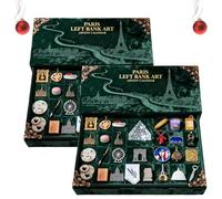 2025 Paris Left Bank Art Advent Calendar, 24 Miniature Paris Landmarks & Food Charms, Immersive Parisian Décor for Christmas (2Pcs)