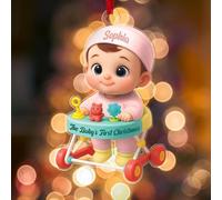 2025 Personalizzati Ornamenti di Natale Il Primo Natale del Bambino Decorazione in Acrilico Carino con Nomi e Date Personalizzabili Regali per Mamme Neonati Ragazzi e Ragazze