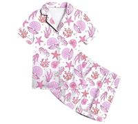 2025 Pigiama Bambina Ragazza Set da Salotto Morbido a Maniche Corte 2 Pezzi Bambino Ragazze Camicia Lunghe, Top e Pantaloni Elastica in Vita Loungewear Pantaloncini Seta