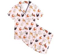 2025 Pigiama Bambina Ragazza Set da Salotto Morbido a Maniche Corte per Bambini 2 Pezzi Completo in Raso Button Down Classico Loungewear Ragazze e Ragazzi