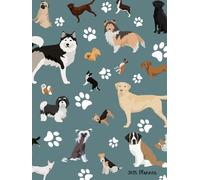 2025 Planner: Dog Breeds and Paw Prints Pattern Dated Weekly and Monthly Page Views With Space For Notes