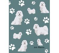 2025 Planner: Maltese Dog Paw Prints Pattern Cover - Dated Weekly and Monthly Page Views With Space For Notes