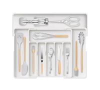 2025 Porta Posate,Organizer CucinaOrganizer Cassetti Cucina,Divisori per Cassetti,Portaposate Cassetto,Porta Posate Cucina Cassetto,Espandibile 56CM Cassettiere Organizer (Bianco Senza portacoltelli)
