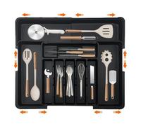 2025 Porta Posate,Organizer CucinaOrganizer Cassetti Cucina,Divisori per Cassetti,Portaposate da Cassetto,Porta Posate Cucina Cassetto,Espandibile 56CM Cassettiere Organizer（Nero Con portacoltelli）