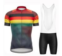 2025 Pro Team Maglia da Ciclismo da Uomo Completo, Tuta Completo Ciclismo Uomo Estivo, Abbigliamento MTB da Corsa Maglia Bici Pro, Traspirante Sportivo, Set per Mountain Bike(Red-Yellow,XXL)