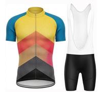 2025 Pro Team Maglia da Ciclismo da Uomo Completo, Tuta Completo Ciclismo Uomo Estivo, Abbigliamento MTB da Corsa Maglia Bici Pro, Traspirante Sportivo, Set per Mountain Bike(Yellow-Blue,L)
