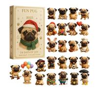 2025 Pug Christmas Advent 2025 | 24 Days 2D Acrylic Dog Seasonal Decor | Pu