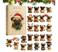 2025 Pug Christmas Countdown - 24 Day 2D Acrylic Dog Ornament Set, Festive Tree Decoration, Creative Holiday advnt calendar | with Decorative Hanging for Home Kids Adults Lovers Vacation Party Favors