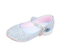 2025 Ragazze Scarpe Di Cristallo Bambini Tacchi Alti Ragazze Scarpe Singole Pianoforte Performance Walk Show Vestito Da Ragazza Di Fiori Per I Bambini, Blu, 31.5 EU Stretta