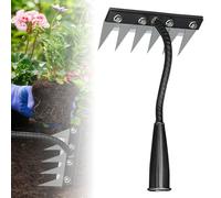 2025 - Rastrello per diserbo in ferro 2.0, a 5/6/7/8 denti, in acciaio al carbonio, rastrello in ferro per cortile, prato e giardino, strumento per sarchiatura manuale da giardino per giardinaggio e