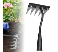 2025 - Rastrello per sarchiatura in ferro 2.0, 5/6/7/8 denti, in acciaio al carbonio, rastrello in ferro per cortile, prato e giardino, strumento per estirpare a mano per giardinaggio e diserbo (5