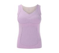 2025 Regular Fit Camicetta Top Senza Maniche Reggiseno Intimo Termico con Pizzo Inverno Scollo a V Canottiera Termica Calda Biancheria Intima Termica Gilet Base Layer Tee per Allenamento All'aperto