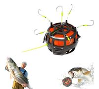 2025 Reverse Bottom Bait Cage Fishing Hook, 6-Hook 360° Floating Feeder Rig for Carp & Catfish, Compatible with Powder, Pellet & Block Baits (No 14)