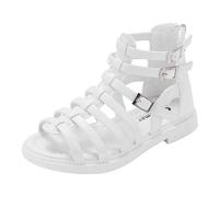 2025 Sandali Ragazze Primavera ed Estate Elegante, Elegante, Scarpe Antiscivolo Pelle Sandali Pelle Casual Sandalo per Bambine Adatto per l'uso Quotidiano e per il Campus