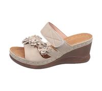 2025 Sandalo Piatti per le Donne Casual Confortevole Elastico Cinturino Una Fascia Sandali Sportivi e All'aperto Donna Escursionismo Economico A Piedi Scarpe Da Passeggiata, beige, 36 EU