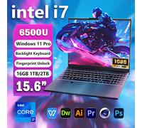 2025 Sblocco impronta digitale Laptop Windows 11 15.6" Intel Core i7 6500U Computer 16GB RAM 1TB SSD Gaming Office PC notebook Retroilluminato Bianco