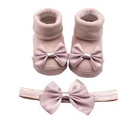 2025 - Scarpe per bambini con fondo morbido Bowkot Floor, 1 pezzo + 1 fascia per capelli con fiocco, taglia 6, Rosso anguria, Small