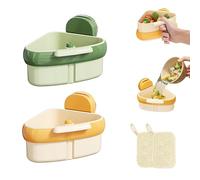 2025 - Scolapasta angolare autopulente con ventosa per lavello, con scarico a pressione, a maglia fine, raccoglie i rifiuti alimentari, per cucina, bagno, stoviglie (verde + giallo)