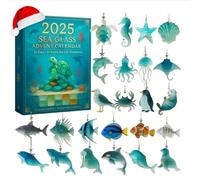2025 Sea Glass Marine Life Advent Calendar, 24 Days Ocean-themed Christmas Countdown Calendar, 24 Realistic Ocean Animal Ornaments, Unique Holiday Surprises for Kids, Collectors & Ocean Lovers (1pcs)