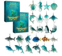 2025 Sea Glass Marine Life Advent Calendar, 24 Days Ocean-themed Christmas Countdown Calendar, with 24 Adorable Realistic Ocean Animals Decoration, for Kids, Ocean Lovers & Collectors (2Pcs)