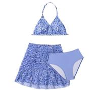 2025 Set di 3 pezzi Costume da bagno adolescente ragazza 8-14 anni Top Costumi + Calze Costumi Tanga + Gonna corta ragazza adolescente nuoto piscina spiaggia set sport
