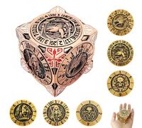 2025 - Set di dadi DND, dadi 7 in 1 in metallo con rilievo 3D, Dungeons and Dragons, dadi poliedrici di gioco di ruolo, accessori per tablet RPG Fantasy D&D (rame rosso)