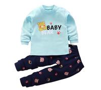 2025 - Set pigiama per bambini e bambine, dinosauri, animali, 2 pezzi, treno, neonato, biancheria da notte dei cartoni animati, abbigliamento autunnale, tuta per bambini e bambine, estate, Verde menta