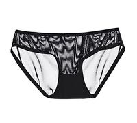 2025 Slip in rete trasparente a vita bassa per le donne, mutandine senza cuciture carine per la biancheria intima delle donne organizer scatole di plastica, Nero , L