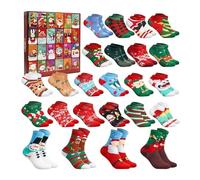2025 Socks Calendar Advents, 24 Days Christmas Sock Set, Soft Breathable Fabric, Holiday Countdown Gift Box, Daily Surprise Collection, Holiday Socks Set for Winter, Home, Indoor