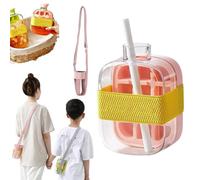 2025 - Stampo per cubetti di ghiaccio 2 in 1, con tracolla, senza BPA, facile da rimuovere, per bevande estive, cocktail, caffè e avventure all'aria aperta, 1 pezzo, rosa 500 ml