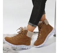 2025 Stivali invernali da donna con punta tonda, allacciatura laterale con zip, versatili, giacca imbottita, gonna, suola antiscivolo, casual all'aperto, caldi e spessi con fodera in pelliccia, stival