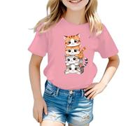 2025 T-shirt a maniche corte per bambini e ragazze alla moda atletica casual vestibilità ampia magliette estive simpatiche magliette per ragazze bambini, rosa, 11-12 Anni
