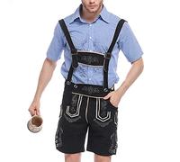 2025 Tedesco 2PC Stage Costume Suit 1PC Shirt+1PC Bib Short Traditional Beer Festival Abbigliamento Plaid Camicia Ricama Bretella Suit Cosplay Deku Costume Ragazza, Blu, XL