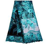 2025 tessuto africano del pizzo con paillettes a rete 5 metri di alta qualità francese tulle pizzo nigeriano tessuto di paillettes di lusso per il vestito da partito delle donne