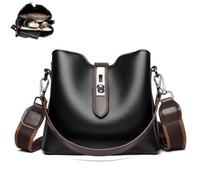 2025 Three Straps Bucket Bag for Women, Fashion Versatile Crossbody Bag, Capacity and Sophisticated Solid Color Design (Black)