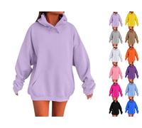 2025 Trendy Oversized Women’s Hoodie - Lightweight Fleece Sweatshirt with Pockets, Fall/Winter Fashion Top(A-Purple,L)