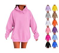 2025 Trendy Oversized Women’s Hoodie - Lightweight Fleece Sweatshirt with Pockets, Fall/Winter Fashion Top(A-Red,L)