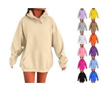 2025 Trendy Oversized Women’s Hoodie - Lightweight Fleece Sweatshirt with Pockets, Fall/Winter Fashion Top(A-Beige,S)