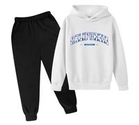 2025 Tuta Bambini Ragazzo Felpata Set per vestibilità ampia due pezzi casual Sportiva Felpa Maniche Lunghe e Pantaloni Tinta Unita con Cappuccio Autunno Inverno Regalo