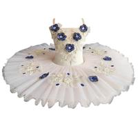 2025 Tutu di Balletto Bianco per Ragazze Ballerina di Danza Classica Professionale Il Lago dei Cigni Vestito da Concorso di Danza Costume da Festa,Bianca,140