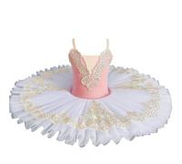 2025 tutù di Balletto Professionale per Ragazze Rosa, Vestito da Concorso per Ballerina di Pancake Vestito da Balletto per Bambini Lago dei Cigni Abiti da Ballo,Rosa,110