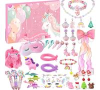 2025 Unicorno Calendario Dell'avvento Ragazza Bambini, Vacanze di Natale Regalo, Unicorno Set Regalo di Natale, Compresi Gioielli, Collane, Accessori per Capelli, Penne a Sfera, Giocattoli