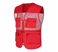 2025 Uomo Casual All'aperto Lavoro Pesca Viaggi Foto Gilet Cargo Giacca Multiple Tasche Le Stelle Così Vicino Film, Colore: rosso, XXL