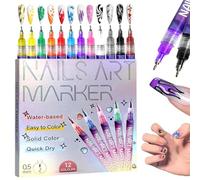 2025 Upgrade 12 Colors Nail Art Pens - 3D Gel Nail Markers, Liner Brush & Dotting Tools for DIY Drawing Painting Manicure Graffiti (2 set)